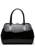 Patent Satchel Handbag - Gold Accent Faux Leather Bag | Femstylo